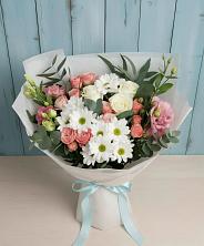 Букет цветов из:  Розы, Лизиантусы и Хризантемы в Тайдаково