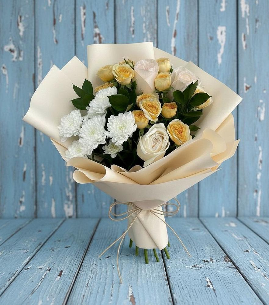 Букет цветов из: Розы и Хризантемы в Тайдаково