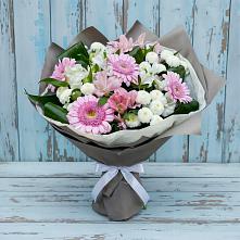 Букет цветов из:  Герберы, Альстромерии и Хризантемы в Тайдаково