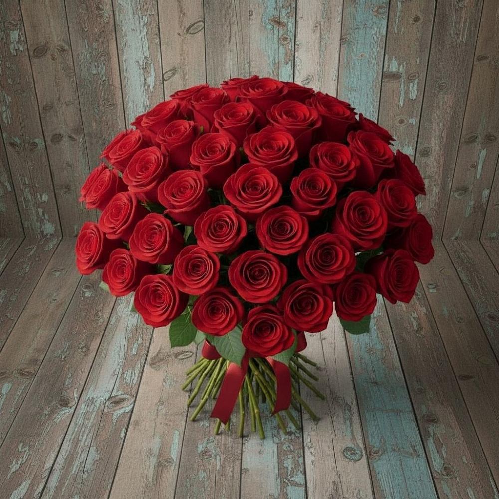 Букет 55 Красных роз Фридом в Тайдаково