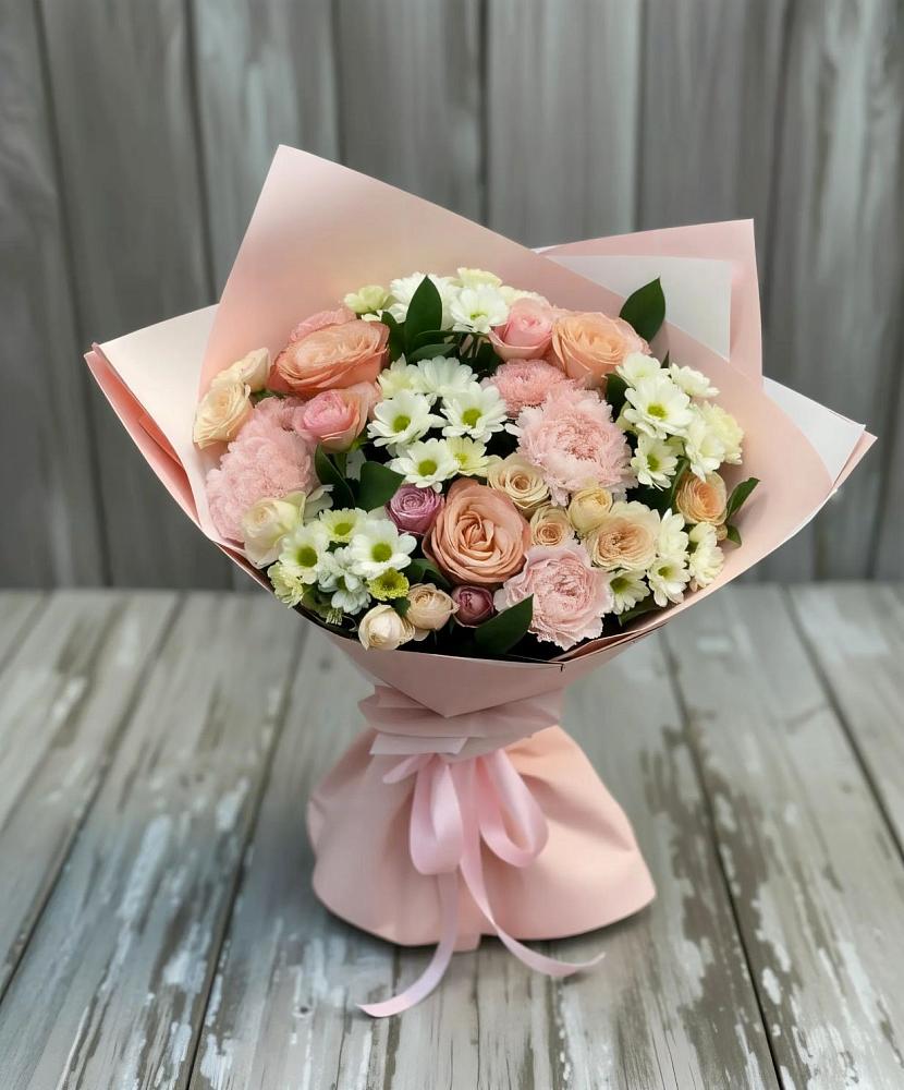 Букет цветов из: Гвоздики, Розы и Хризантемы в Тайдаково