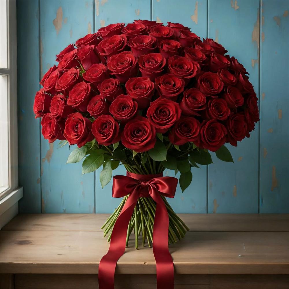 Букет Красные розы Блэк Меджик в Тайдаково