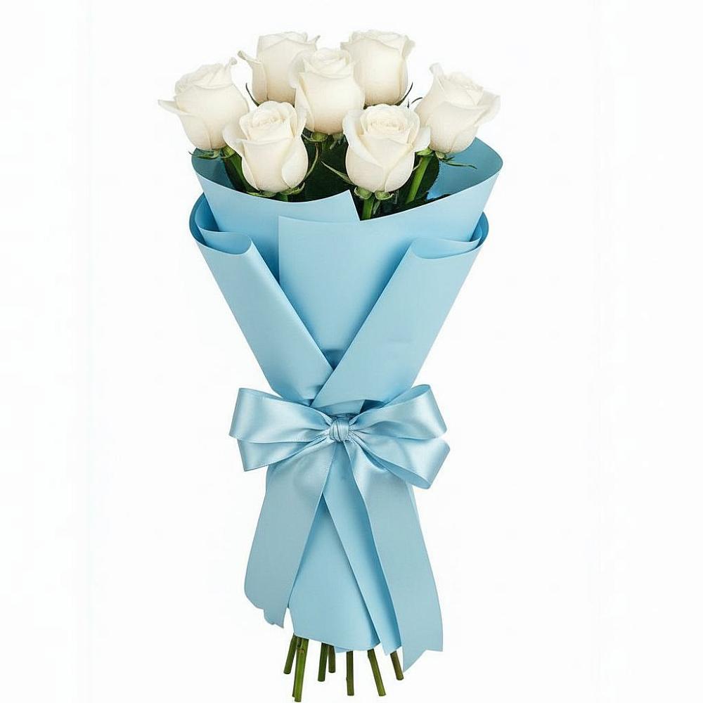 Букет 7 белых роз Проуд в Тайдаково