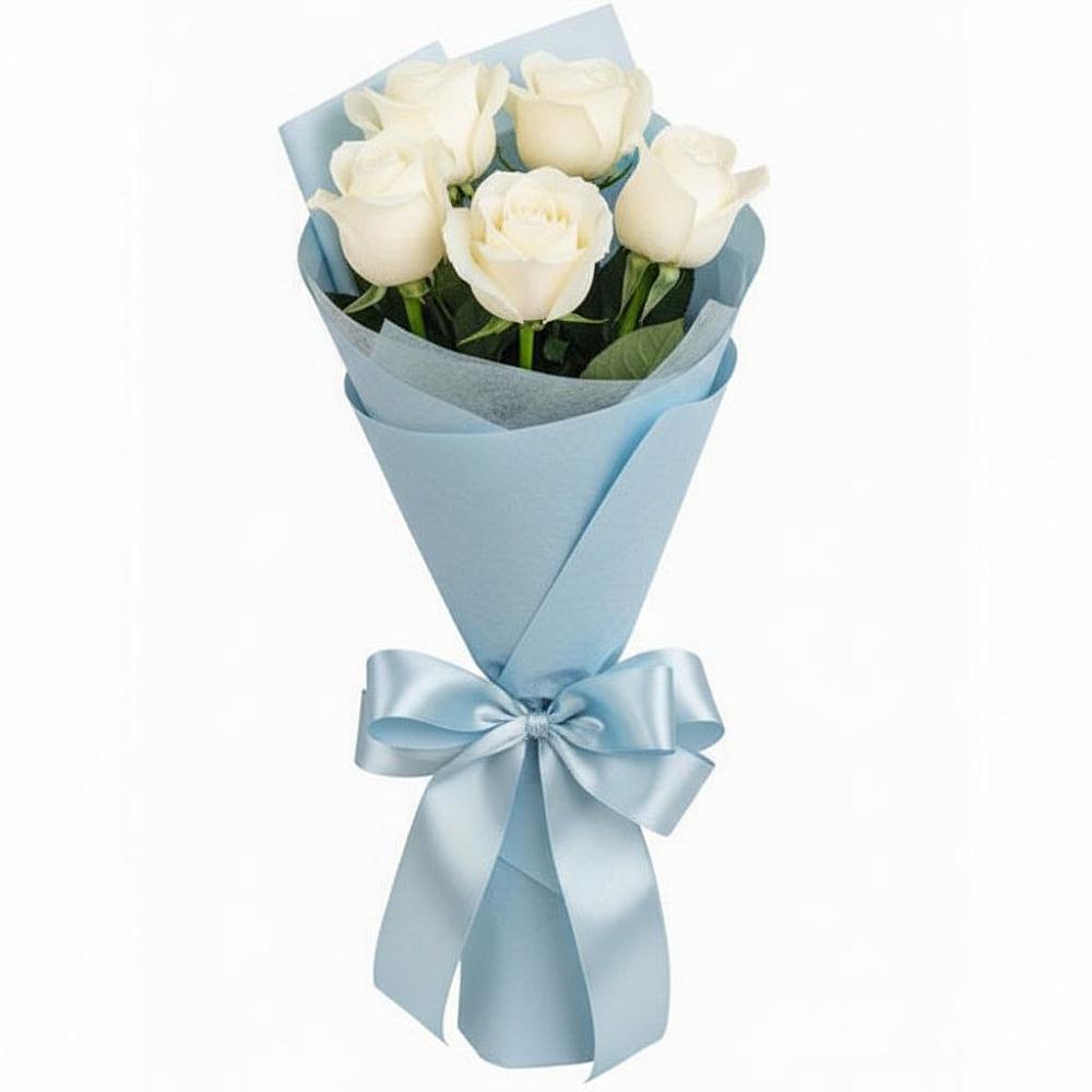 Букет 5 Белых роз Проуд в Тайдаково