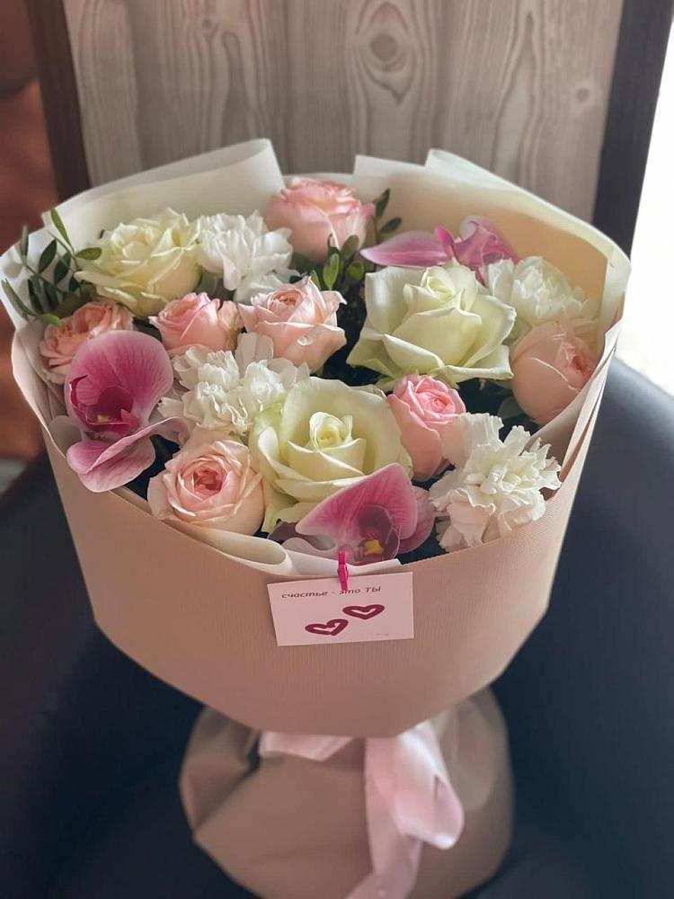 Букет цветов из: Орхидеи, Розы и Гвоздики в Тайдаково