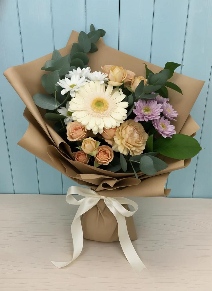 Букет цветов из: Герберы и Хризантемы в Тайдаково