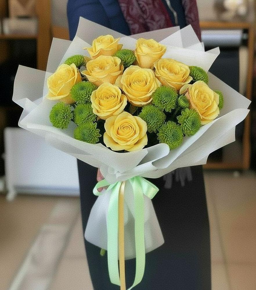 Букет цветов из: Хризантемы и Розы в Тайдаково