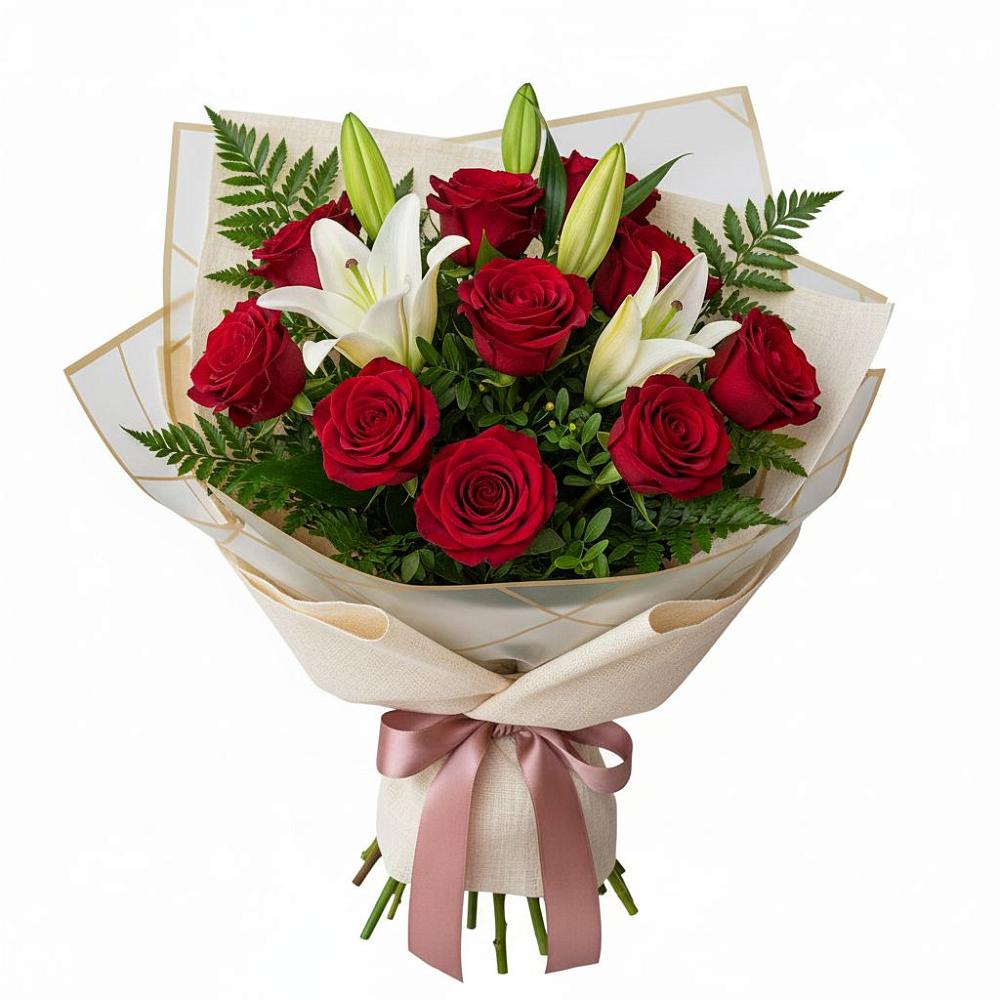 Букет цветов из: Лилии и Розы в Тайдаково