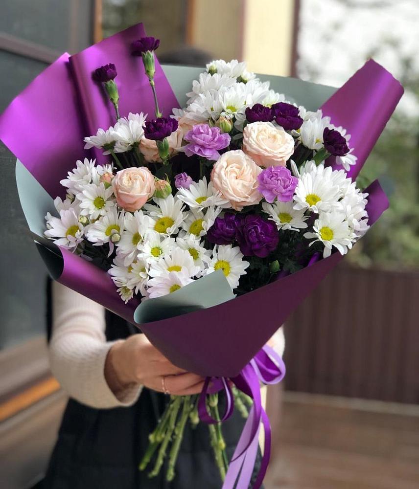 Букет цветов из: Хризантемы, Гвоздики и Розы в Тайдаково