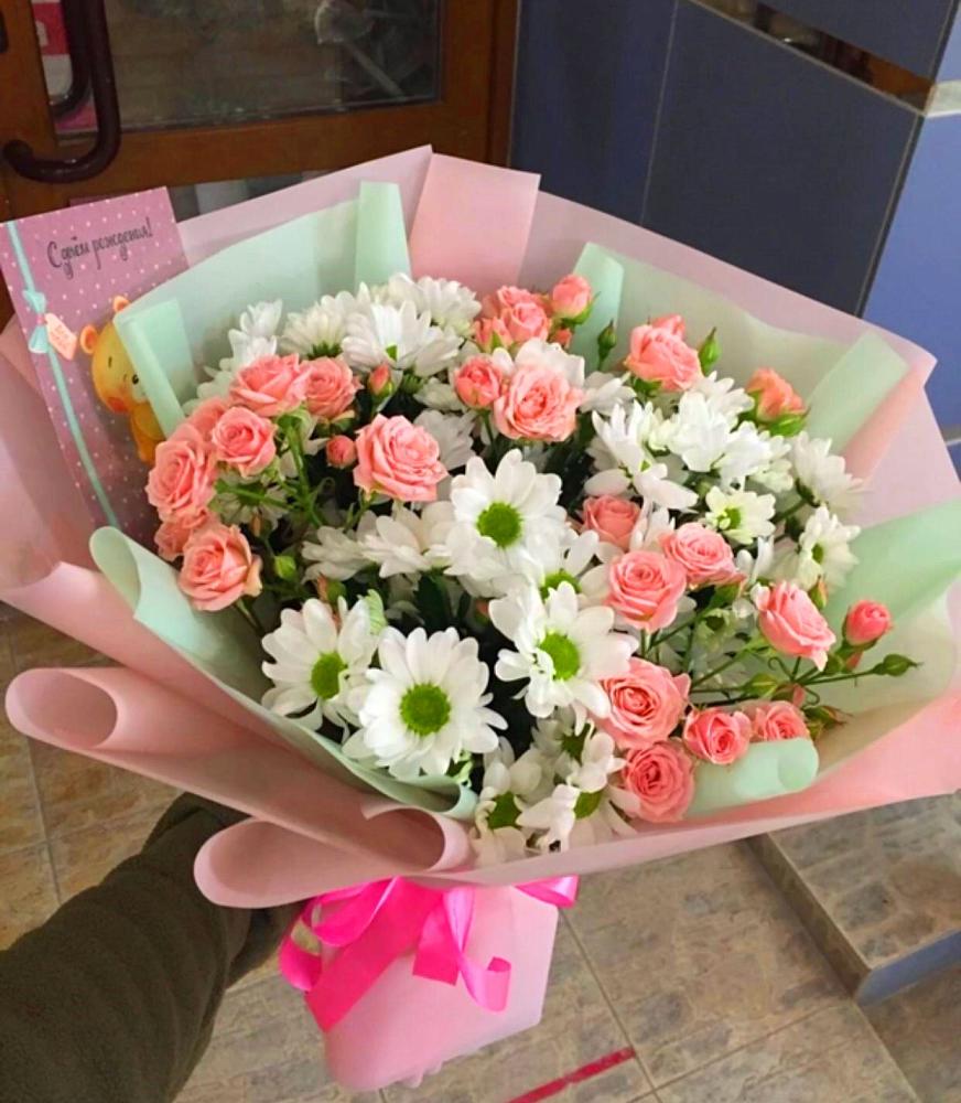 Букет цветов из: Розы и Хризантемы в Тайдаково