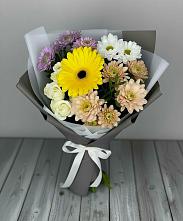 Букет цветов из:  Розы, Герберы и Хризантемы в Тайдаково