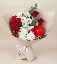 Букет цветов из:  Розы, Хризантемы, Герберы и Лилии в Тайдаково