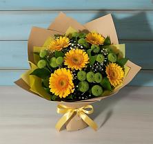 Букет цветов из:  Герберы и Хризантемы в Тайдаково