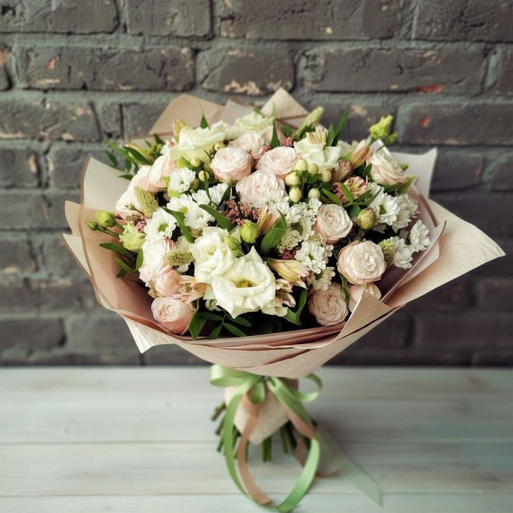 Букет цветов из: Альстромерии, Розы и Хризантемы в Тайдаково