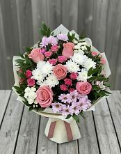 Букет цветов из:  Альстромерии, Гвоздики, Розы и Хризантемы #REPLACE_PRED# Тайдаково
