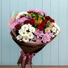 Букет цветов из:  Розы, Хризантемы и Альстромерии в Тайдаково