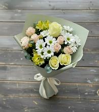 Букет цветов из:  Альстромерии, Розы и Хризантемы в Тайдаково