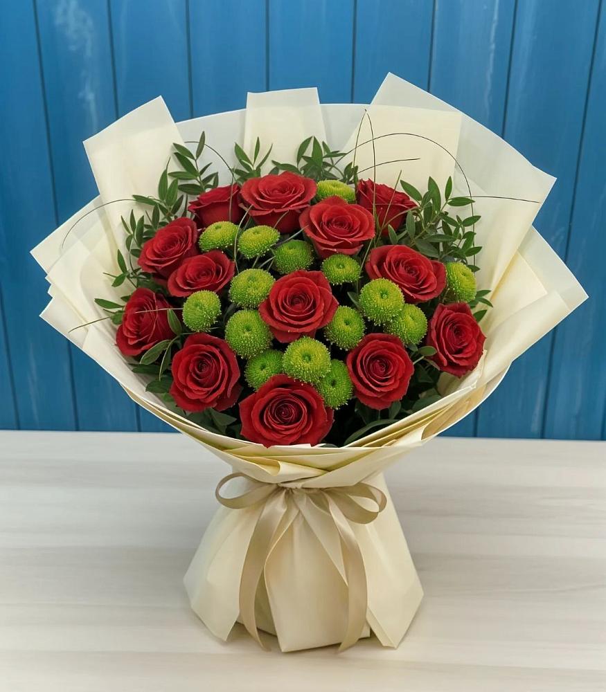 Букет цветов из: Розы и Хризантемы в Тайдаково