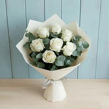 Букет Белые розы в Эвкалипте в Тайдаково